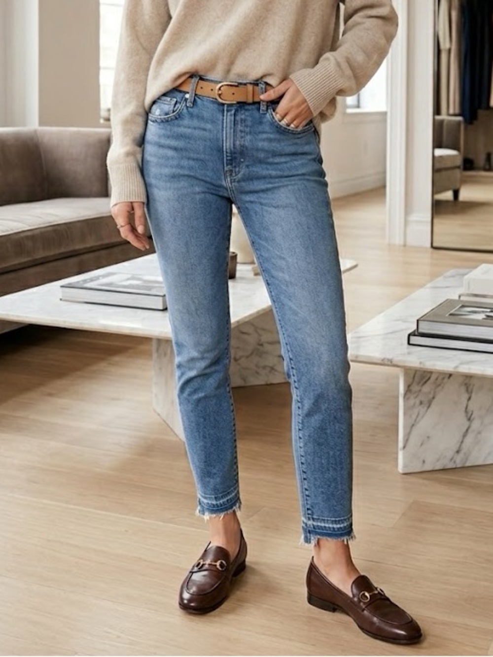 AGOLDE High Rise Skinny Crop Jeans in Hyper